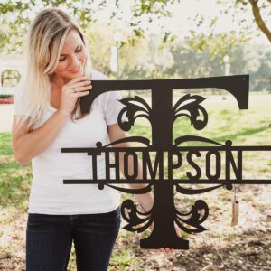 Metal Name Sign, Custom Metal Signs, Metal Wall Art, Split Letter Monogram, Metal Wall Decor, Last Name Sign