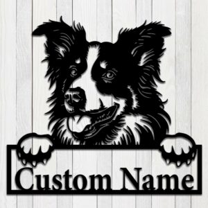 Custom Border Collie Dog Name Metal Wall Art Sign, Personalized Set Pet Dog Sign, Dog House Sign