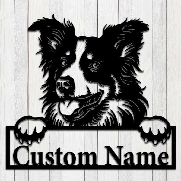 Custom Border Collie Dog Name Metal Wall Art Sign, Personalized Set Pet Dog Sign, Dog House Sign